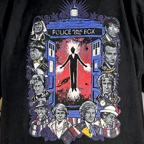 Doctor Who Call Box T Shirt by TeeFury Adult Medium in Black Police Call Box - Picture 4 of 4